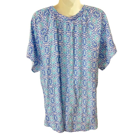 Kim Rogers Blue XOXO V-Neck 4 button Short Sleeve Womens Top 2X - Picture 8 of 8
